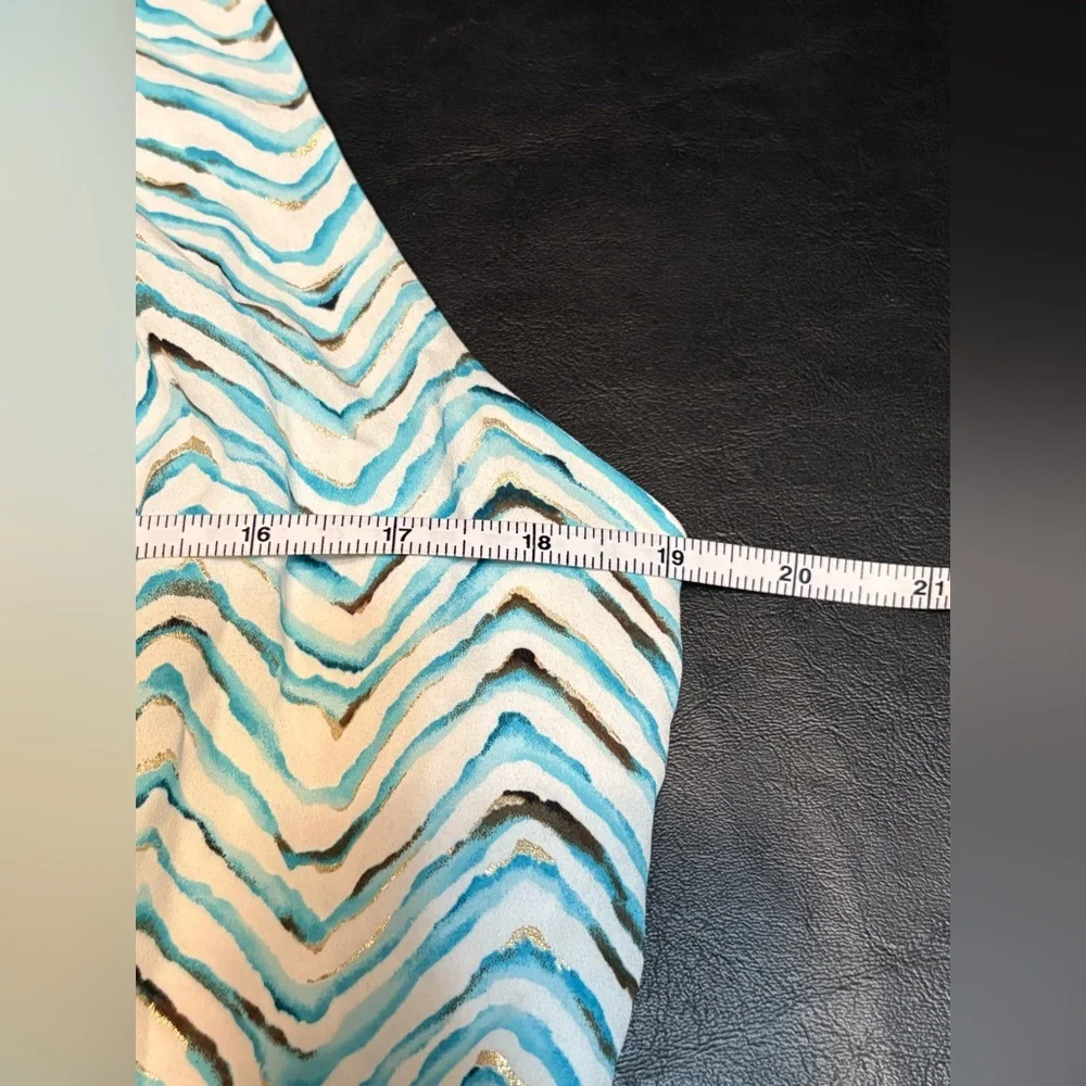 White House Black Market Wm Dress Printed Smock Sleeveless Blue High Neck Size M - Picture 9 of 11